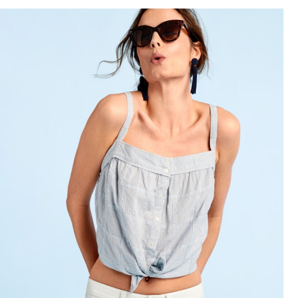 Vineyard Vines Patchwork Button Front Tank